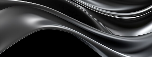 Sculpted Silver Elegance: Abstract Swirls on Black Background, Perfect for Web Design and Minimalist Poster