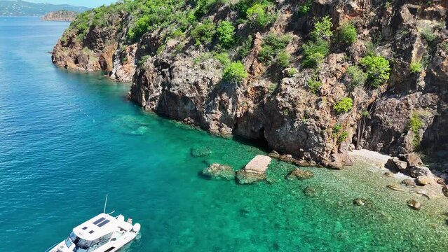 The Caves, British Virgin Islands, Norman Island, Drone Aerial shot