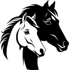 Horses | Black and White Vector illustration