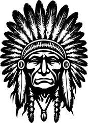 Indian Chief | Minimalist and Simple Silhouette - Vector illustration