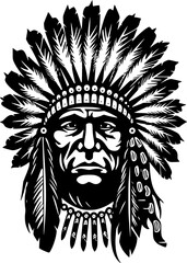 Indian Chief - High Quality Vector Logo - Vector illustration ideal for T-shirt graphic