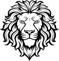 Fototapeta premium Lion - Black and White Isolated Icon - Vector illustration