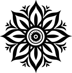 Mandala - Black and White Isolated Icon - Vector illustration