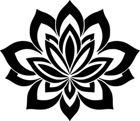 Mandala - Black and White Isolated Icon - Vector illustration