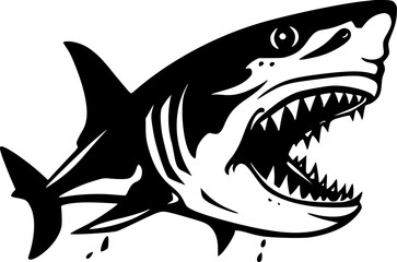 Obraz premium Shark - Black and White Isolated Icon - Vector illustration