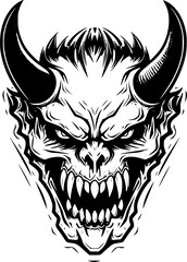 Skull - Black and White Isolated Icon - Vector illustration