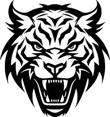 Tiger - Black and White Isolated Icon - Vector illustration