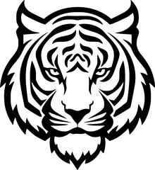 Fototapeta premium Tiger - Black and White Isolated Icon - Vector illustration