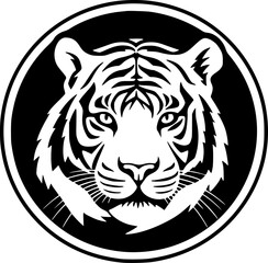 Tiger - Black and White Isolated Icon - Vector illustration