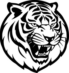 Obraz premium Tiger | Black and White Vector illustration