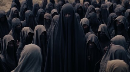 a group of people wearing black robes