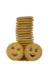 funny faces biscuits on background