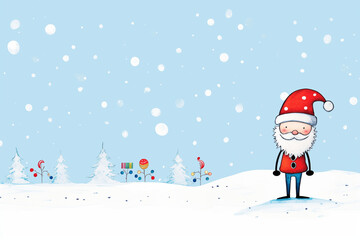 Christmas or New Year greeting card.
Minimal concept of a Christmas invitation with a stick figure with a space caption.