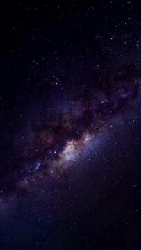 Timelapse of milky way galaxy in starry night background with meteors