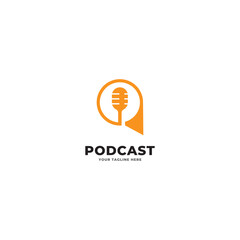Obraz premium Podcast chat logo template in art style