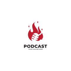 Podcast chat logo template in art style