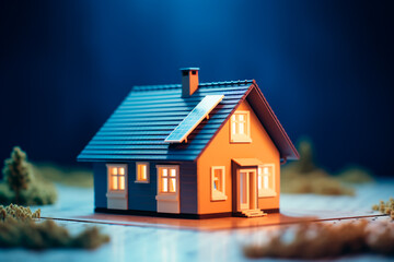 A detailed house model symbolizes the real estate or property concept. 