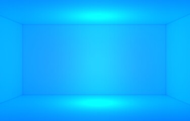 Blue empty room , 3d modern blank interior , blue room concept.