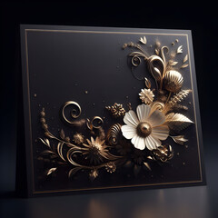 3d Greeting Card with Flower on Black Background