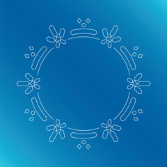 素材_フレーム_雪の結晶と光をモチーフにした冬の飾り枠。高級感のある囲みのデザイン。字無.