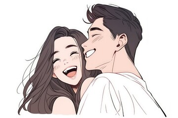 Obraz premium Couple in love hand drawn illustration cute design.