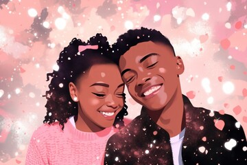 Obraz na płótnie Canvas Couple in love hand drawn illustration cute design.