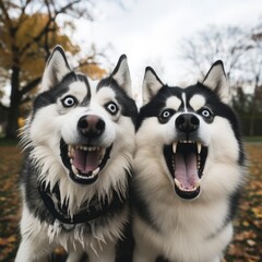 two dogs with their mouths open