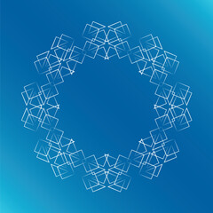 素材_フレーム_雪の結晶と光をモチーフにした冬の飾り枠。高級感のある囲みのデザイン。字無.
