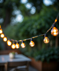 Atmospheric outdoor party lights setting the mood.