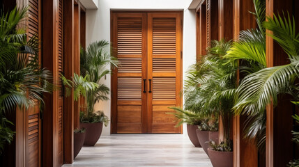 Guest room door in a luxury resort AI generative