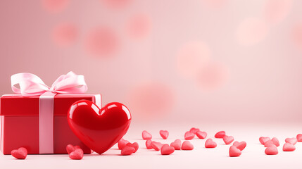 Valentine's day gifts with hearts and copyspace, saint valentine and love background concept, blank space, hd