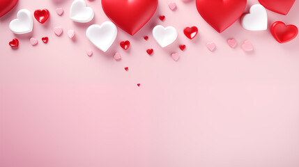 Valentine's day hearts with copyspace, saint valentine background concept, blank space, hd - obrazy, fototapety, plakaty
