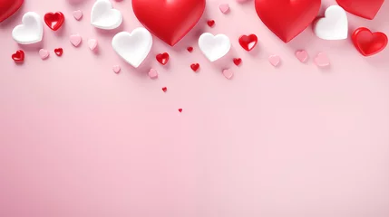Fotobehang Valentine's day hearts with copyspace, saint valentine background concept, blank space, hd © OpticalDesign