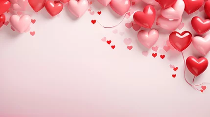 Fotobehang Valentine's day hearts ballons with copyspace, saint valentine and love background concept, blank space, hd © OpticalDesign