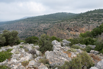 Fototapeta na wymiar mountain peaks on the Lebanon-Israel border, Golan Heights in the northern reaches of Israel.