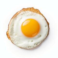 Top view fried egg with pan isolated on white background food cooking photo object design