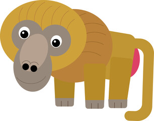 cartoon scene with monkey ape baboon isolated safari illustration for children