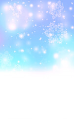 Winter Snow Background with snowflakes. Christmas wallpaper with falling snow texture. blue sky with snowfall.