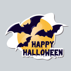 Bats in the moon Happy halloween poster Vector