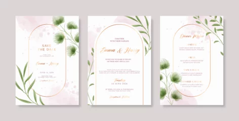Fotobehang Beautiful wedding invitation template with flower watercolor © bacapola