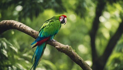 Obraz premium Wild green macaw parrot