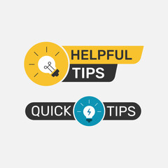 Helpful and quick tips geometric message with light bulb design for business and advertising