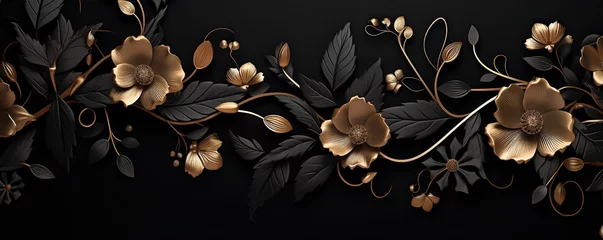 Fotobehang Luxury gold floral background, banner, invitation, poster, flower wedding concept, copy space © Gethuk_Studio
