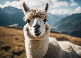 Obraz premium happy Alpacas at alp mountains
