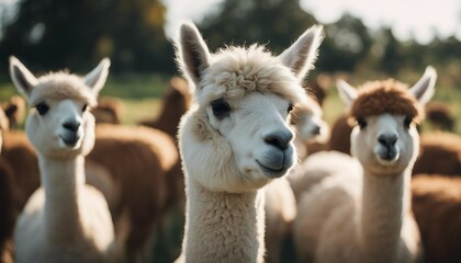 Obraz premium lovely and cute Alpacas on a farm