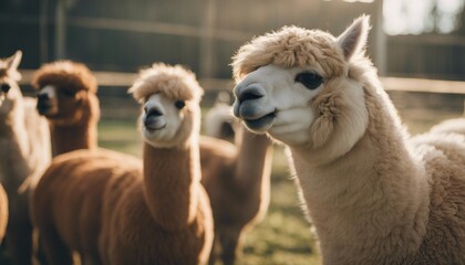 Obraz premium lovely and cute Alpacas on a farm