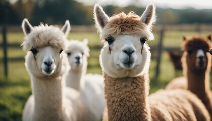 Obraz premium lovely and cute Alpacas on a farm
