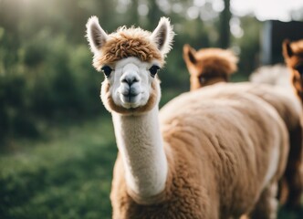 Obraz premium lovely and cute Alpacas on a farm