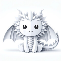 2024: Year of the Dragon, an illustration of a paper craft dragon.  - an adorable Origami style cartoon Dragon