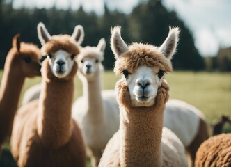 Obraz premium lovely and cute Alpacas on a farm